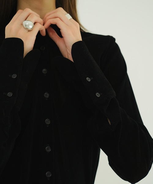 CLANE（クラネ） ブラウス シャツ TULLE FLOCKY SHIRTS レディース