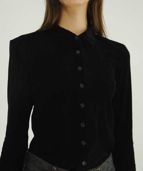 CLANE（クラネ） ブラウス シャツ TULLE FLOCKY SHIRTS レディース