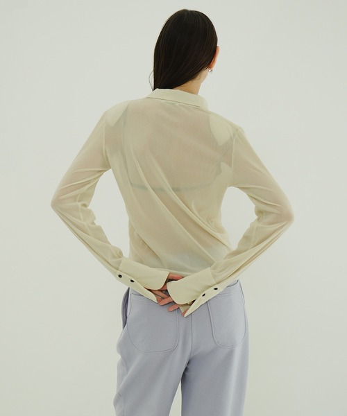 CLANE（クラネ） ブラウス シャツ TULLE FLOCKY SHIRTS レディース