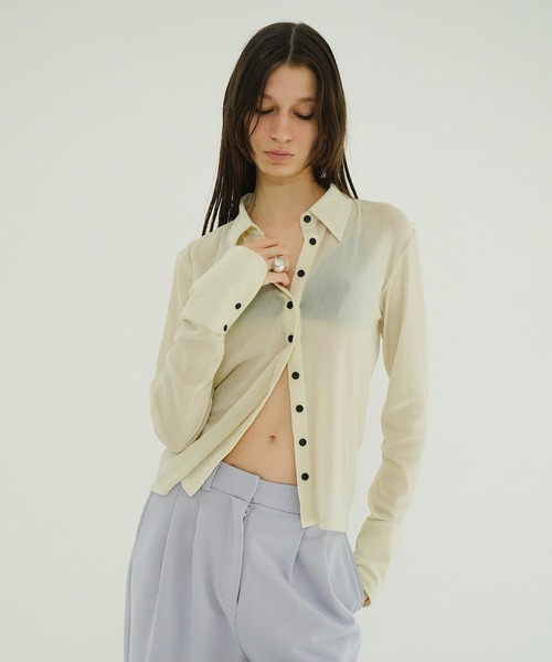 CLANE（クラネ） ブラウス シャツ TULLE FLOCKY SHIRTS レディース