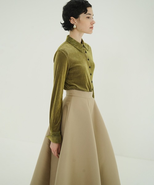 CLANE（クラネ） ブラウス シャツ TULLE FLOCKY SHIRTS レディース