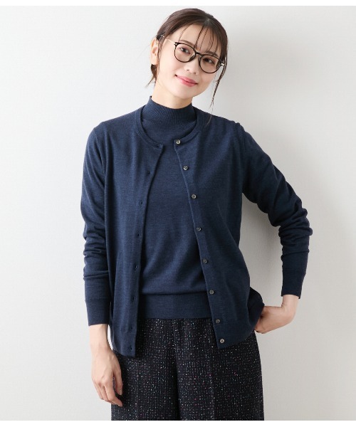 NewYorker ニューヨーカー　カーディガン　L　紺　新品 カシミヤ入り NEWYORKER（ニューヨーカー） カーディガン 「手洗い可能」キャッシュ