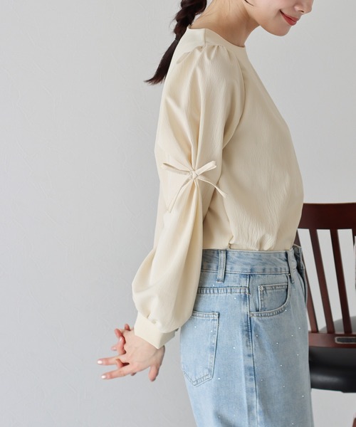 「BLUEEAST」 長袖ブラウス MEDIUM ベージュ レディース_画像4