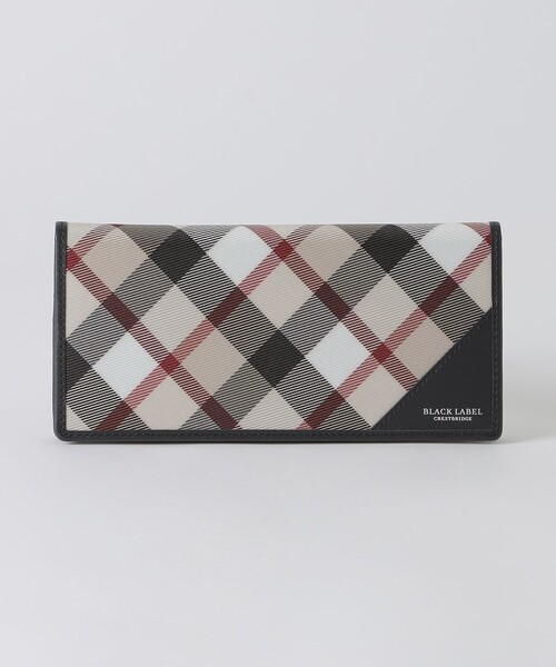 クレストブリッジ◇カラーステッチパッチワークレザーロングウォレット トーナルクレストブリッジチェックロングウォレット（ウォレット