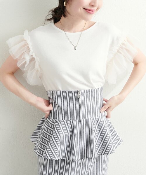 「natural couture」 半袖ニット FREE サックスブルー レディース_画像2