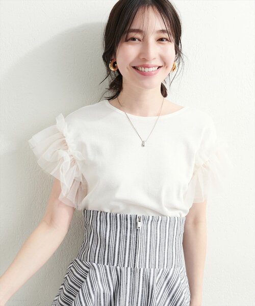 「natural couture」 半袖ニット FREE サックスブルー レディース_画像4