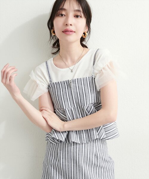 「natural couture」 半袖ニット FREE サックスブルー レディース_画像6