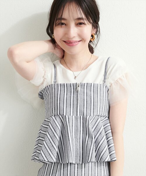 「natural couture」 半袖ニット FREE サックスブルー レディース_画像7