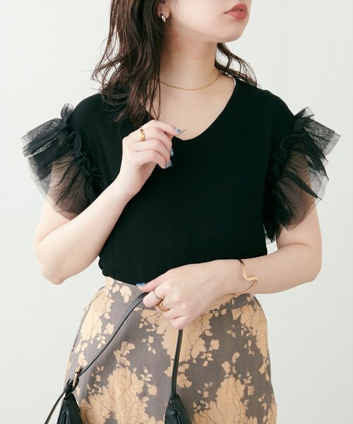 「natural couture」 半袖ニット FREE サックスブルー レディース_画像9