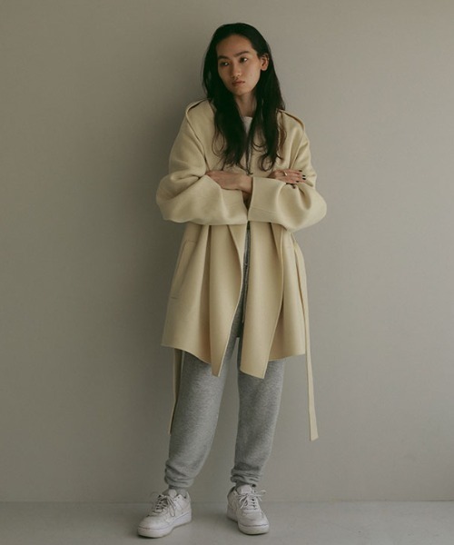 ETRE TOKYO - etre tokyo ウールダブルブレストロングコート ベージュ