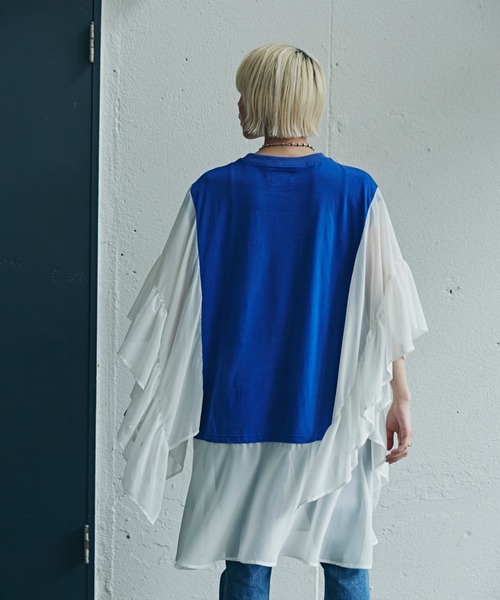 「OKIRAKU」 ノースリーブトップス「ROSE BUDコラボ」 ONE SIZE ブルー レディース_画像9