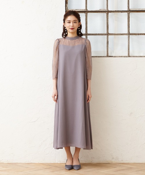 「AIMER」 7分袖ワンピース LARGE グレー レディース_画像5