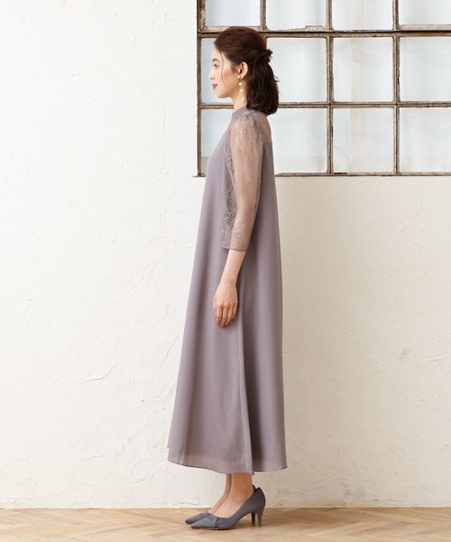 「AIMER」 7分袖ワンピース LARGE グレー レディース_画像6