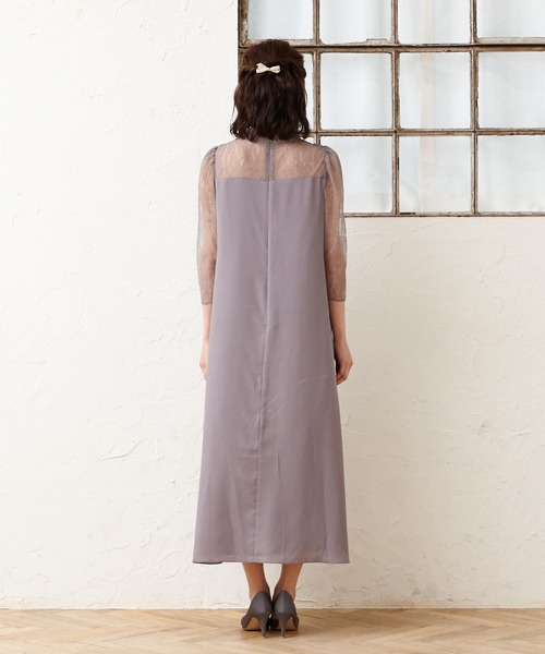 「AIMER」 7分袖ワンピース LARGE グレー レディース_画像7