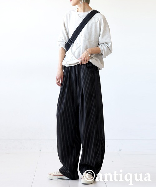 「antiqua」 イージーパンツ MEDIUM ブラック レディース_画像2