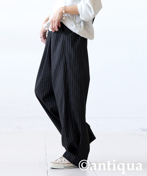 「antiqua」 イージーパンツ MEDIUM ブラック レディース_画像3