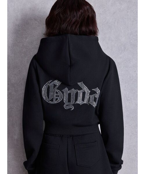 ジェイダ　パーカー　レギンス　セット　チャコールグレー GYDA（ジェイダ） パーカー GG chain glitter print shortパーカー