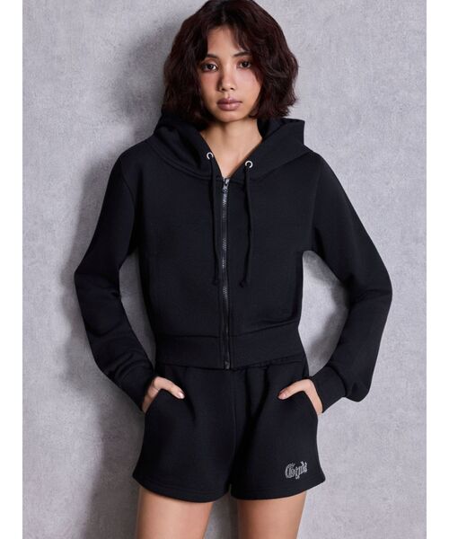 GYDA フェミニンパーカー GYDA（ジェイダ） パーカー GG chain glitter print BIGパーカー