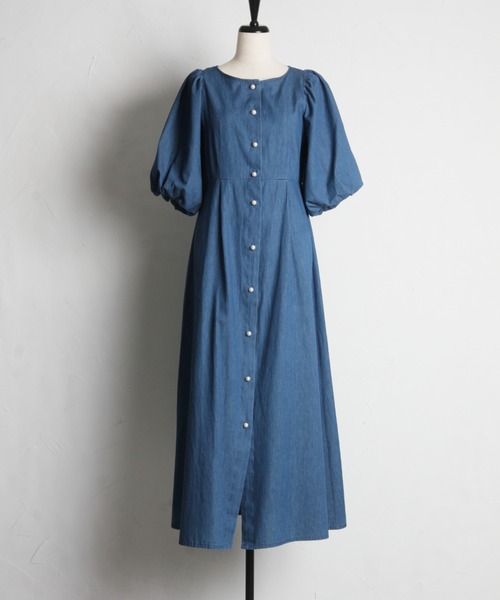「tocco closet」 半袖ワンピース M ブルー レディース_画像2