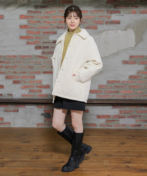 「Honeys」 「colza」キルティングブルゾン S ベージュ レディース_画像4