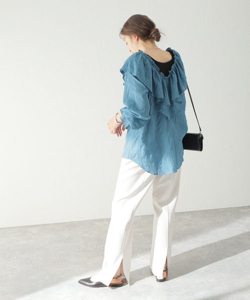 「sara mallika」 長袖ブラウス FREE ブルー レディース_画像8