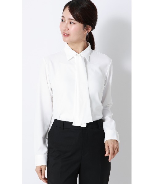 美品 つけ襟●HYKE 2way デタッチャブル シャツ ブラウス 白 S相当 セール】2wayシャツブラウス【レース付け襟セット】（シャツ/ブラウス