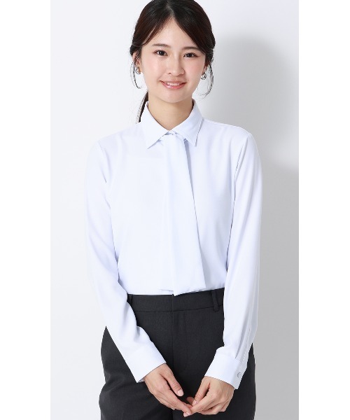 AOYAMA uvカット ブラウス シャツ シャツ襟取り外しタイ付きブラウス