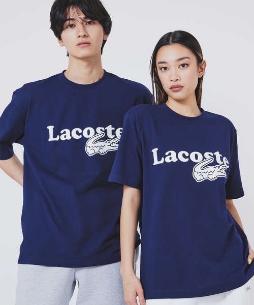 tシャツ 「オンライン限定」LACOSTE オーバーサイズ ロゴプリント 鹿の子地Tシャツ メンズ レディースの画像
