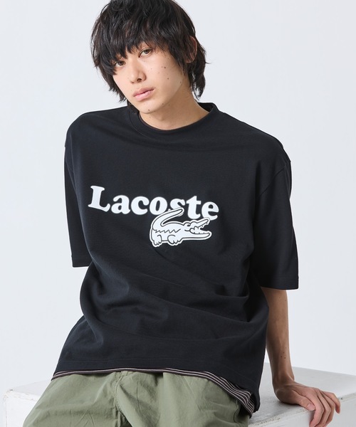 tシャツ 「オンライン限定」LACOSTE オーバーサイズ ロゴプリント 鹿の子地Tシャツ メンズ レディースの画像