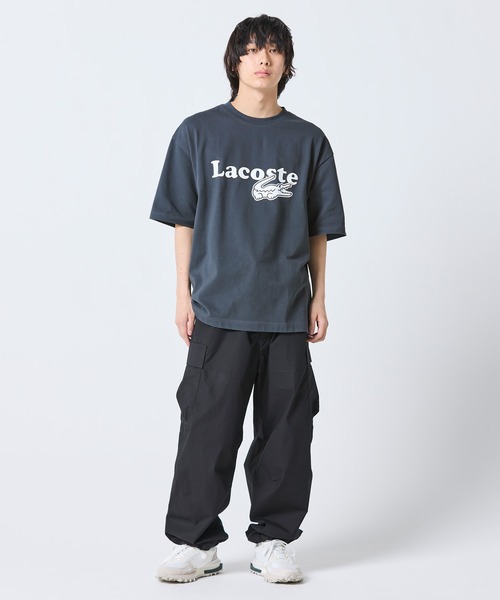 tシャツ 「オンライン限定」LACOSTE オーバーサイズ ロゴプリント 鹿の子地Tシャツ メンズ レディースの画像