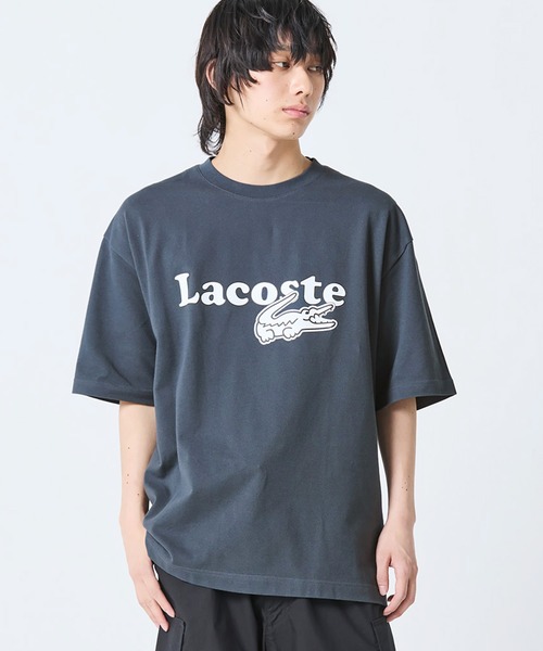 tシャツ 「オンライン限定」LACOSTE オーバーサイズ ロゴプリント 鹿の子地Tシャツ メンズ レディースの画像