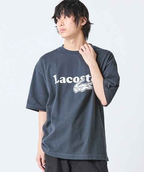 tシャツ 「オンライン限定」LACOSTE オーバーサイズ ロゴプリント 鹿の子地Tシャツ メンズ レディースの画像
