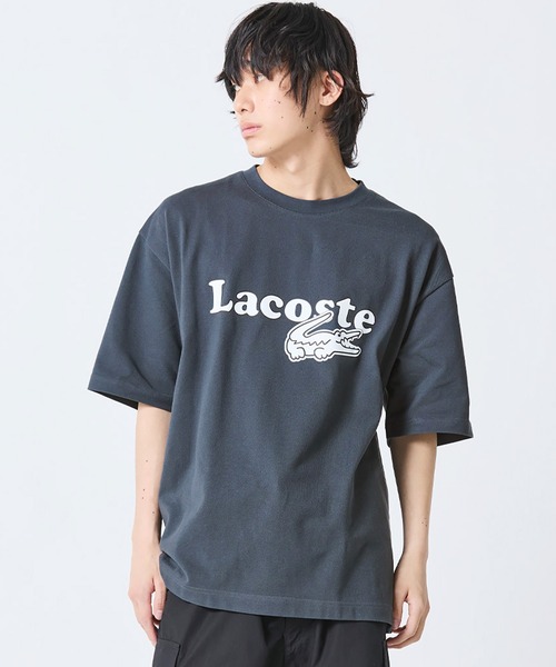 tシャツ 「オンライン限定」LACOSTE オーバーサイズ ロゴプリント 鹿の子地Tシャツ メンズ レディースの画像