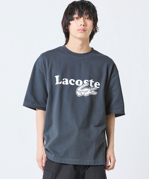 tシャツ 「オンライン限定」LACOSTE オーバーサイズ ロゴプリント 鹿の子地Tシャツ メンズ レディースの画像