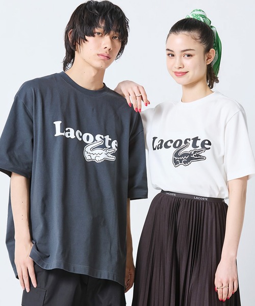 tシャツ 「オンライン限定」LACOSTE オーバーサイズ ロゴプリント 鹿の子地Tシャツ メンズ レディースの画像