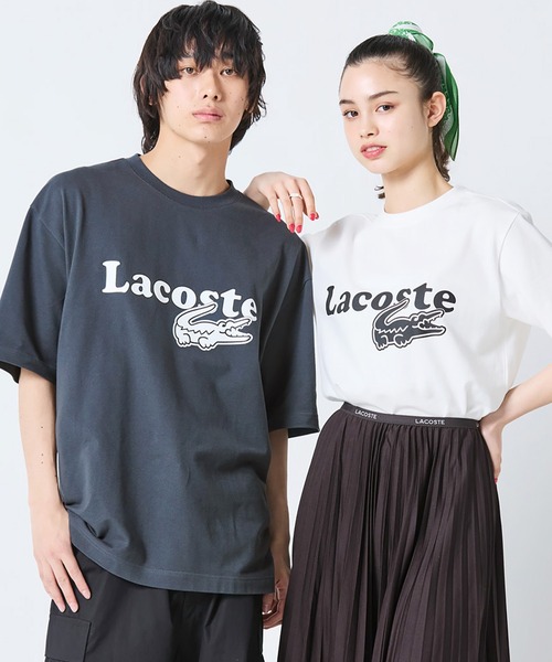 tシャツ 「オンライン限定」LACOSTE オーバーサイズ ロゴプリント 鹿の子地Tシャツ メンズ レディースの画像
