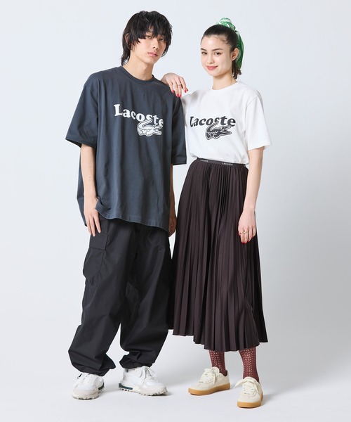 tシャツ 「オンライン限定」LACOSTE オーバーサイズ ロゴプリント 鹿の子地Tシャツ メンズ レディースの画像