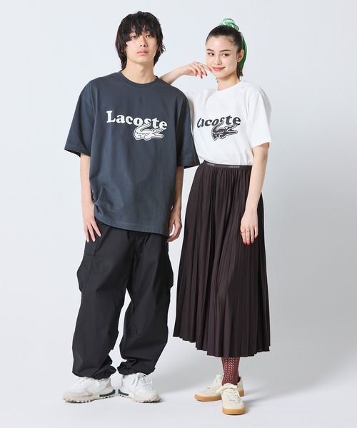 tシャツ 「オンライン限定」LACOSTE オーバーサイズ ロゴプリント 鹿の子地Tシャツ メンズ レディースの画像