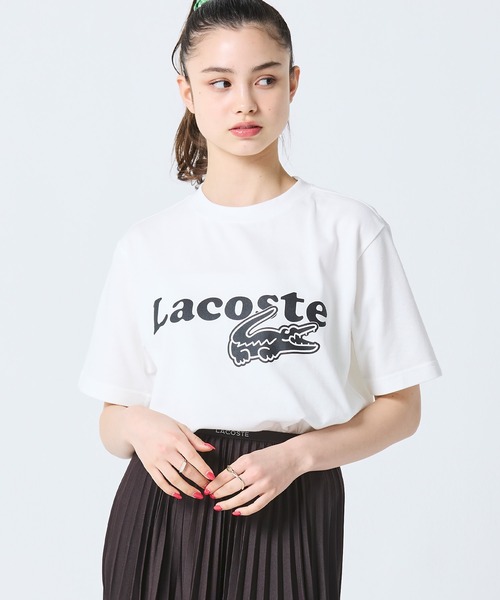 tシャツ 「オンライン限定」LACOSTE オーバーサイズ ロゴプリント 鹿の子地Tシャツ メンズ レディースの画像