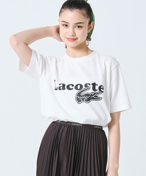 tシャツ 「オンライン限定」LACOSTE オーバーサイズ ロゴプリント 鹿の子地Tシャツ メンズ レディースの画像