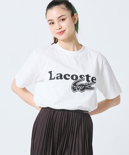 tシャツ 「オンライン限定」LACOSTE オーバーサイズ ロゴプリント 鹿の子地Tシャツ メンズ レディースの画像