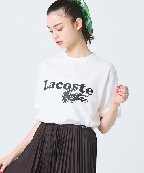 tシャツ 「オンライン限定」LACOSTE オーバーサイズ ロゴプリント 鹿の子地Tシャツ メンズ レディースの画像
