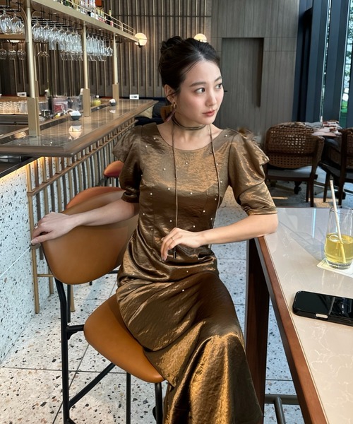 パーティードレス ドレス パールグローサテンドレス / pearl glow satin dressの画像