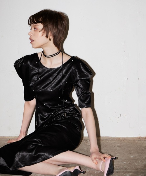 パーティードレス ドレス パールグローサテンドレス / pearl glow satin dressの画像
