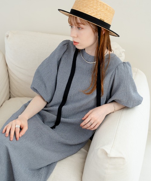 「hinari」 半袖ワンピース SMALL グレー レディース_画像2