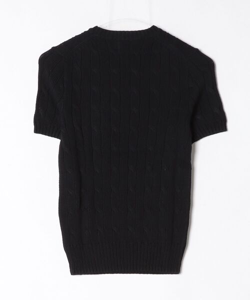 RALPH POLO 黒 S ケーブルニット半袖セーター Lauren Ralph LAUREN（ポロ・ラルフローレン） ケーブル セーター ニット トップス
