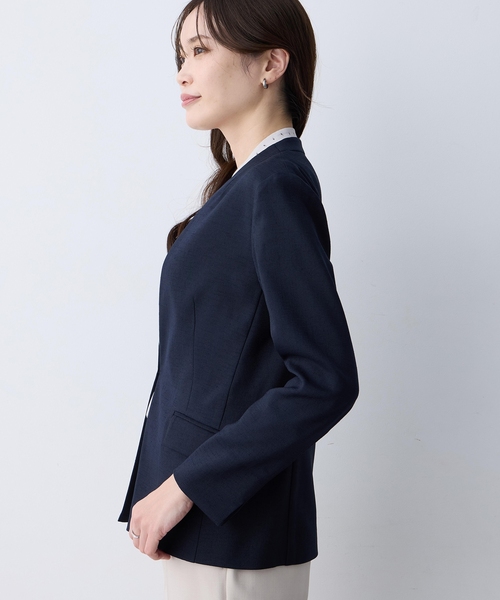 コート アウター リネンライクカラーレスジャケット「セットアップ対応・シワになりにくい」 レディースの画像