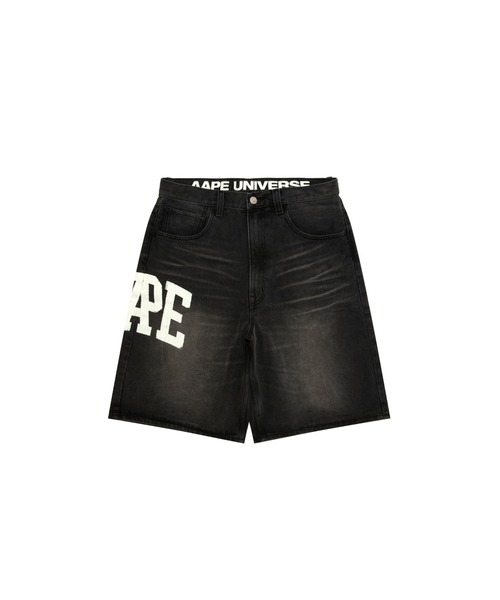 アベイシングエイプ デニムショートパンツ ロゴプリント AAPE BY A BATHING APE（エーエイプバイアベイシングエイプ） ジーンズ