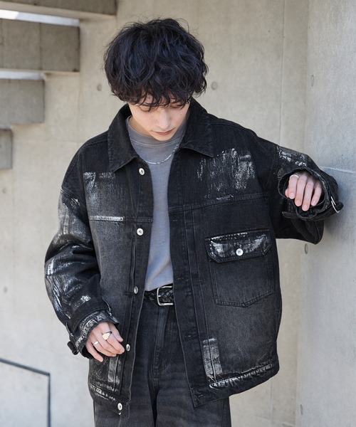 「Spielio」 デニムジャケット S ブラック メンズ_画像3