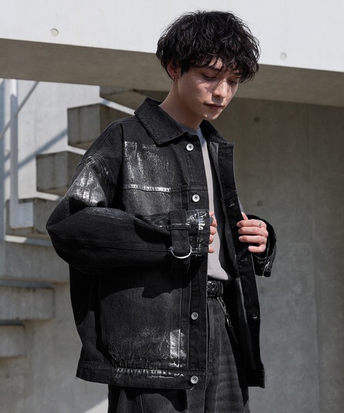 「Spielio」 デニムジャケット S ブラック メンズ_画像6